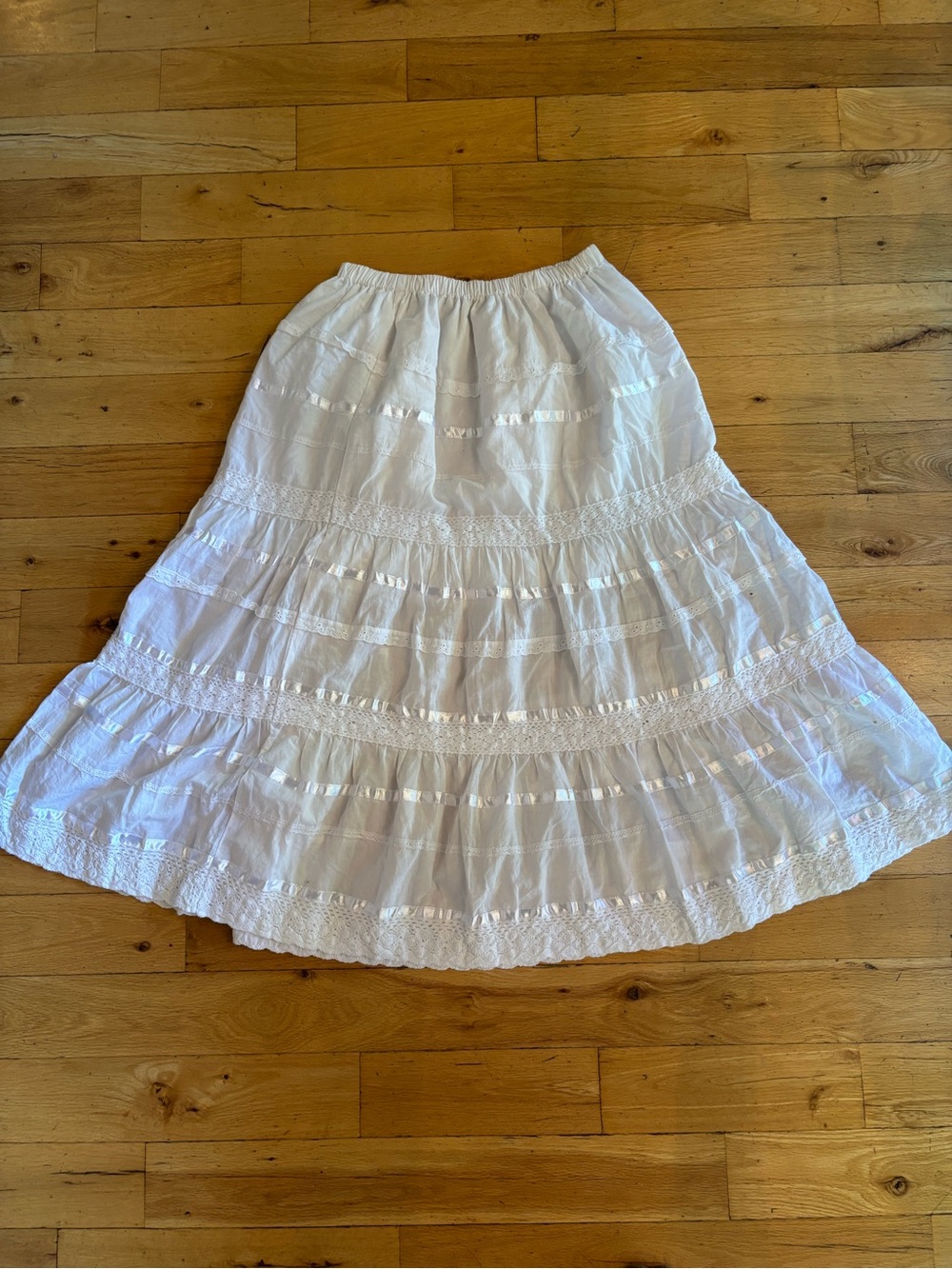 White Tiered Midi Skirt